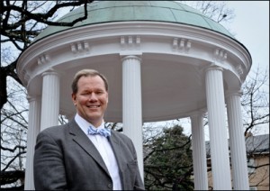 Dr. Bruce Carins at the Old Well at the University of North Carolina at Chapel Hill.